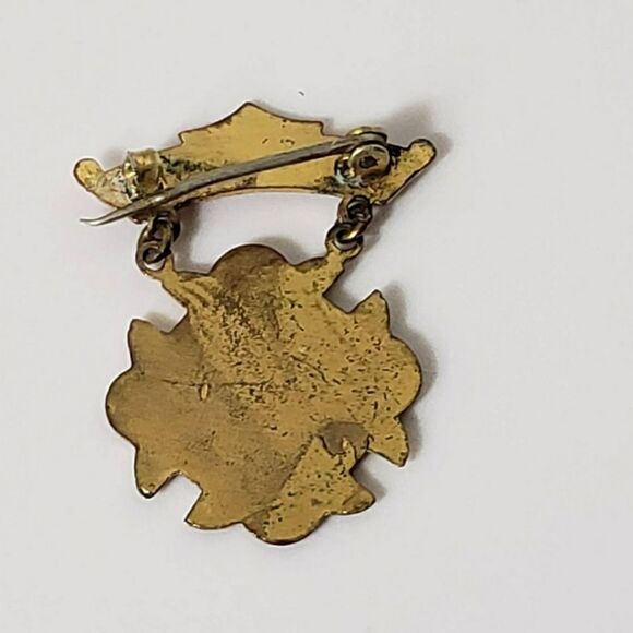 ANTIQUE Victorian Gold-plated Engraved Monogram Pin Badge 1900s Collectible - Picture 4 of 5